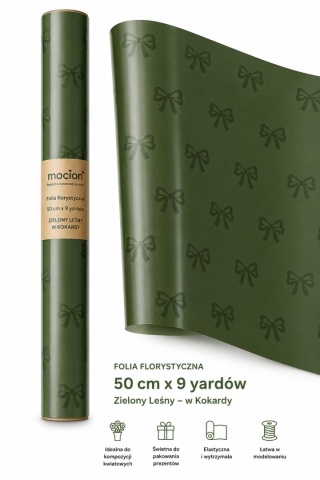 Folia florystyczna w kokardy - 50cm x 9y, zielony leśny