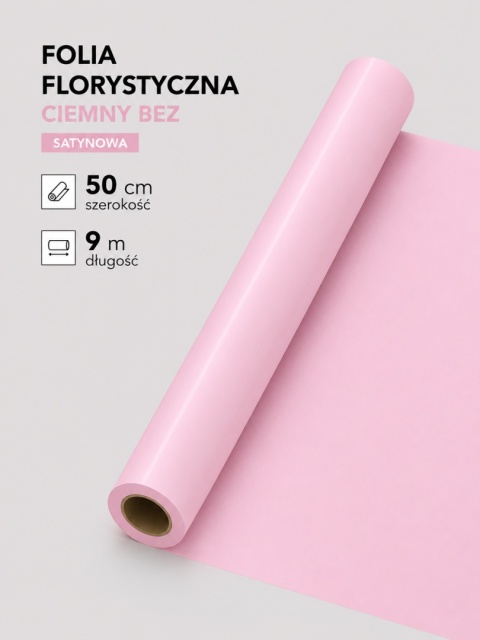 Folia florystyczna satynowa - 50cm x 9m, ciemny bez