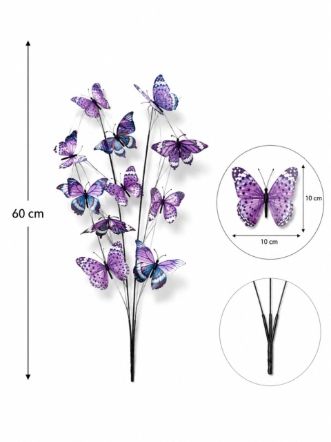 Gałązki z motylami - 3 gałązki, 60cm, fiolet i niebieski