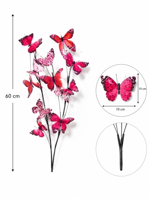 Gałązki z motylami - 3 gałązki, 60cm, róż i pomarańcz
