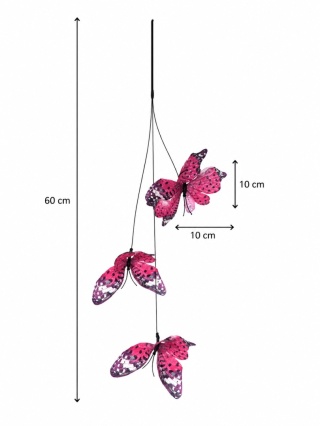 Gałązki z motylami - gałązka, 60cm, fuksja