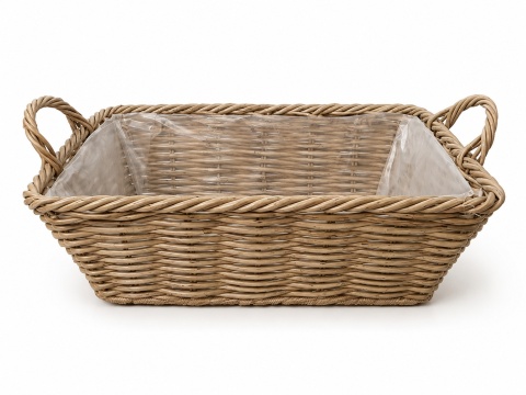 Technický košík obdĺžnikový lemovaný 46x32x19 cm filmom, prírodný
