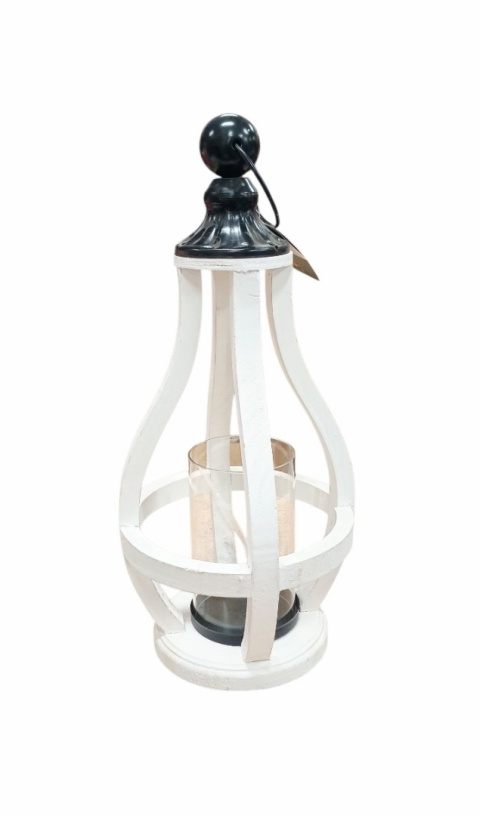 Dřevěná lampa 43cm, bílá