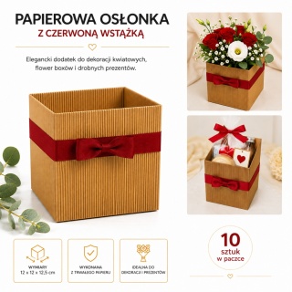 Papírový kryt 12x12x12,5 cm, červená stuha