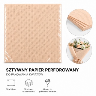 Sztywny papier perforowany do pakowania op. 10szt - 58 x 58 cm, beżowy
