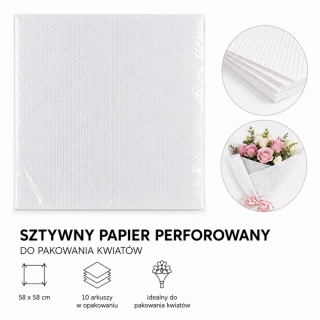 Sztywny papier perforowany do pakowania op. 10szt - 58 x 58 cm, biały