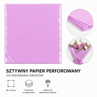Sztywny papier perforowany do pakowania op. 10szt - 58 x 58 cm, jasny fiolet