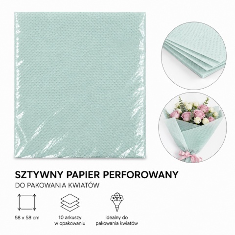 Sztywny papier perforowany do pakowania op. 10szt - 58 x 58 cm, szławiowy
