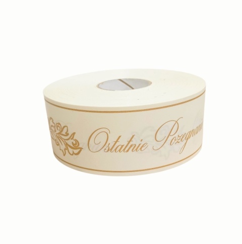 Wstążka pogrzebowa Ostatnie pożegnanie szer.5 cm, dł.100 m, krem