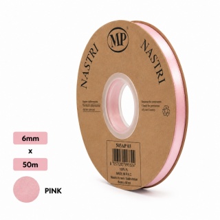 Italská stuha SVĚTLOMET DVOUBLE SATIN 0,6cm 50m PINK