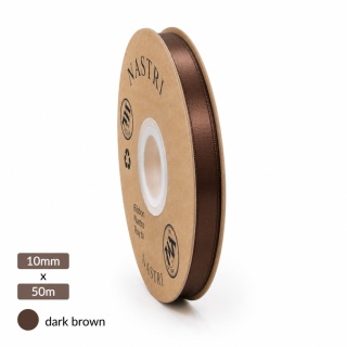 Italská stuha SVĚTLOMET DVOUBLE SATIN 1cm 50m DARK BROWN