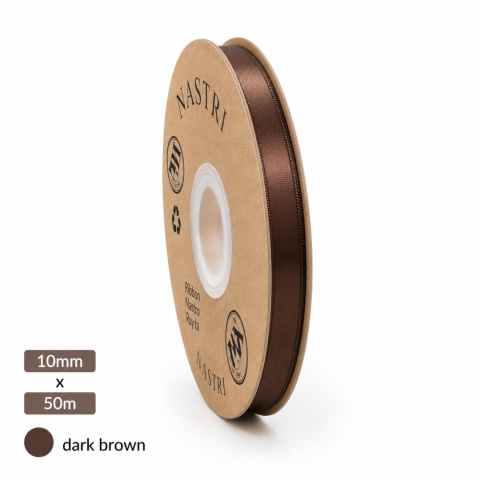 Italská stuha SVĚTLOMET DVOUBLE SATIN 1cm 50m DARK BROWN