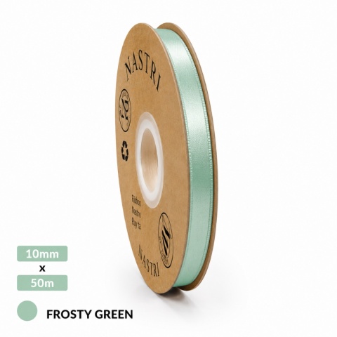 Wstążka włoska LIGHT DOUBLE SATIN 1cm 50m FROSTY GREEN