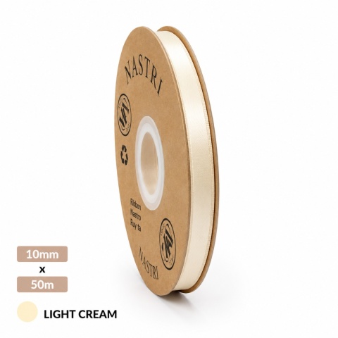 Italská stuha SVĚTLOMET DVOUBLE SATIN 1cm 50m SVĚTLIVÝ CREAM