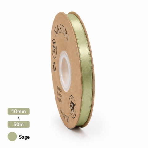 Wstążka włoska LIGHT DOUBLE SATIN 1cm 50m SAGE