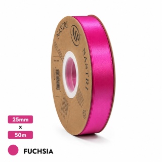 Italská stuha SVĚTLOMET DVOUBLE SATIN 2.5cm 50m FUCHSIE