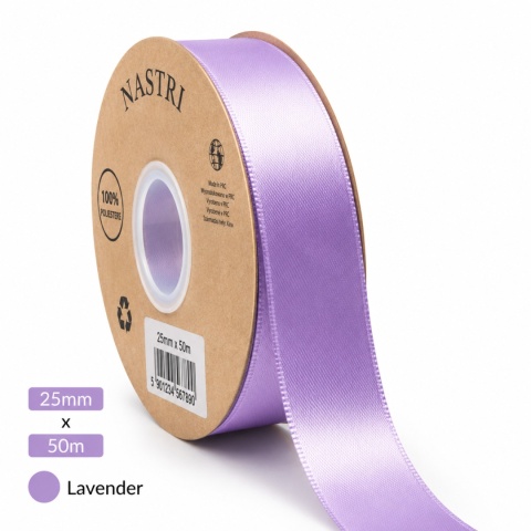 Wstążka włoska LIGHT DOUBLE SATIN 25mm 50m LAVENDER