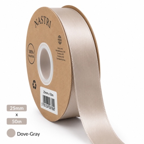 Wstążka włoska LIGHT DOUBLE SATIN 25mm 50m DOVE-GRAY