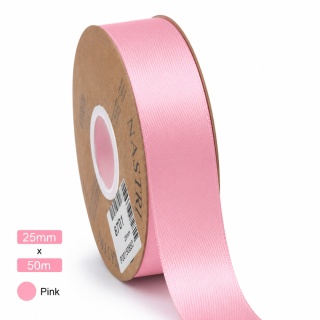 Italská stuha SVĚTLOMET DVOUBLE SATIN 25mm 50m PINK