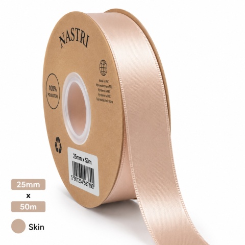 Wstążka włoska LIGHT DOUBLE SATIN 25mm 50m SKIN