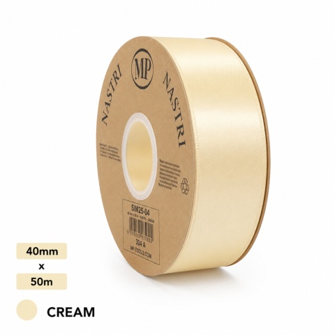 Wstążka włoska LIGHT DOUBLE SATIN 4cm 50m CREAM