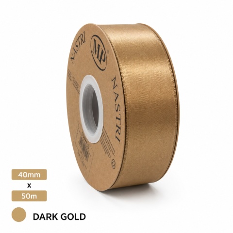 Wstążka włoska LIGHT DOUBLE SATIN 4cm 50m DARK GOLD
