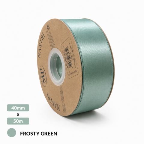 Italská stuha LIGHT DVOUBLE SATIN 4cm 50m FROSTY GREEN
