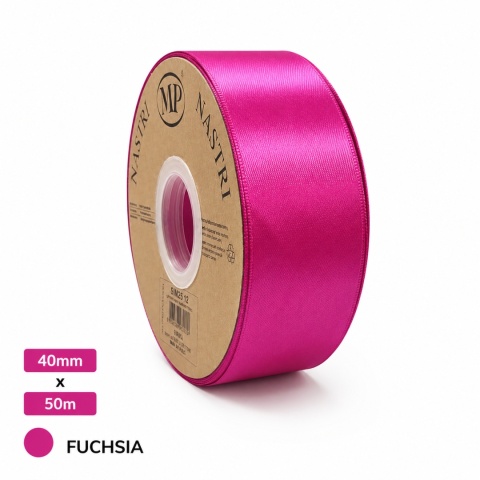 Wstążka włoska LIGHT DOUBLE SATIN 4cm 50m FUCHSIA