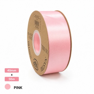 Wstążka włoska LIGHT DOUBLE SATIN 4cm 50m PINK