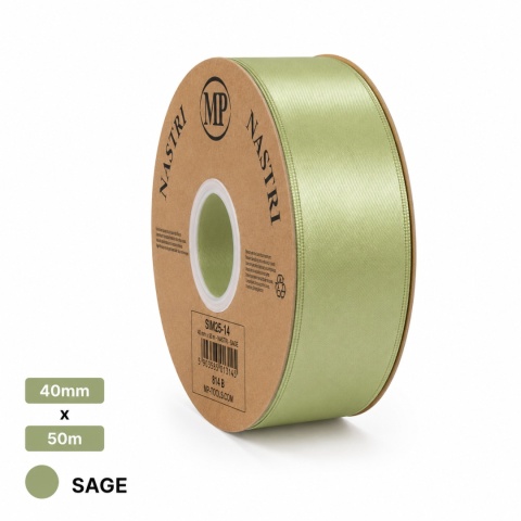 Italská stuha SVĚTLOMET DVOUBLE SATIN 4cm 50m Sage