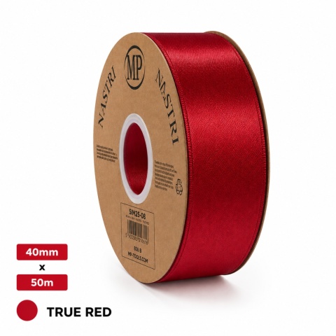 Wstążka włoska LIGHT DOUBLE SATIN 4cm 50m TRUE RED