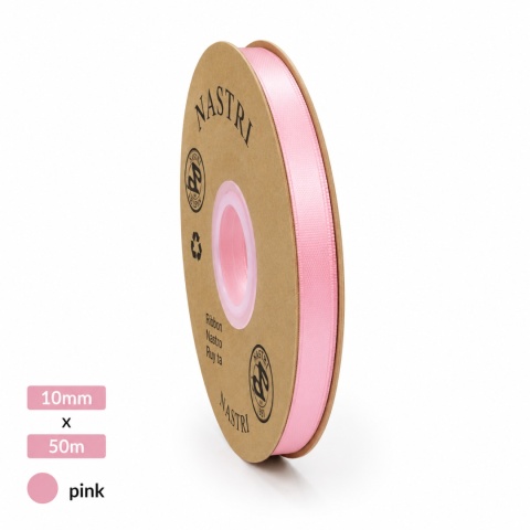 Wstążka włoska LIGHT DOUBLE SKIN 1cm 50m PINK