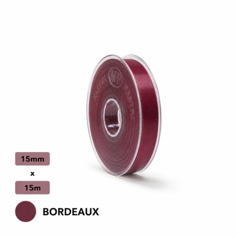 Wstążka włoska MATT DOUBLE SATIN 1,5cm 15m BORDEAUX
