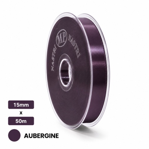 Wstążka włoska NASTRO TAFT 1,5cm 50m AUBERGINE