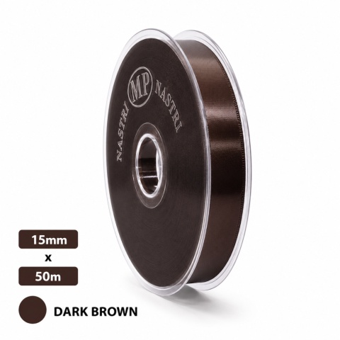 Wstążka włoska NASTRO TAFT 1,5cm 50m DARK BROWN