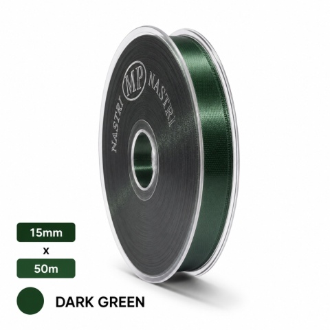 Wstążka włoska NASTRO TAFT 1,5cm 50m DARK GREEN