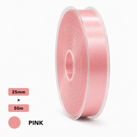 Wstążka włoska NASTRO TAFT 2,5cm 50m PINK