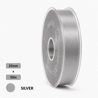 Wstążka włoska NASTRO TAFT 2,5cm 50m SILVER