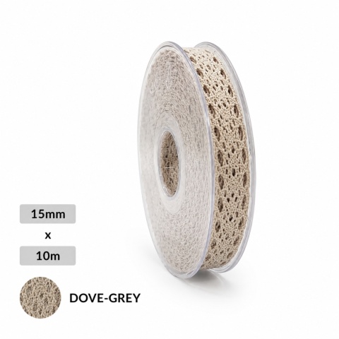 Talianska stuha MALÁ LACE 1,5 cm 10m DOVE - GREY