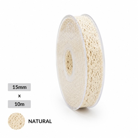 Talianska stuha Malá čipka LACE 1,5 cm 10m prírodná