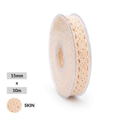 Wstążka włoska koronka SMALL LACE 1,5cm 10m SKIN