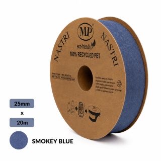 Wstążka włoska materiałowa 2,5cm 20m SMOKEY BLUE
