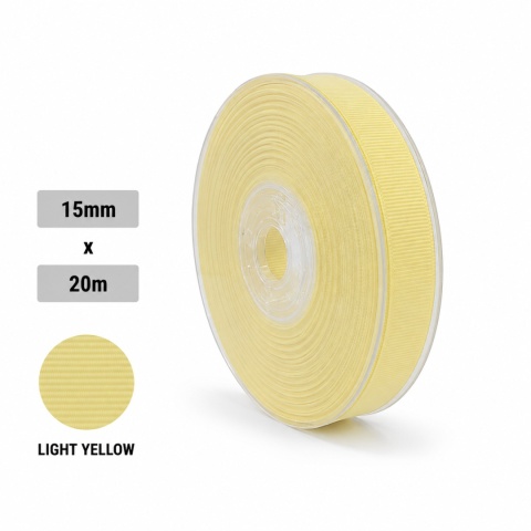 Wstążka włoska rypsowa NASTRO GROS GRAIN 1,5cm 20m LIGHT YELLOW