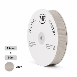 Wstążka włoska rypsowa NASTRO LENNON 1,5cm 50m GREY