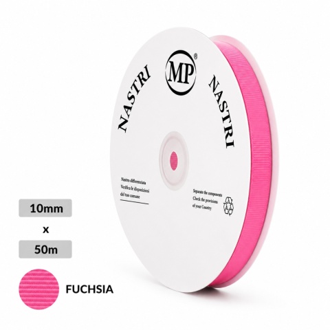 Wstążka włoska rypsowa NASTRO LENNON 1cm 50m FUCHSIA
