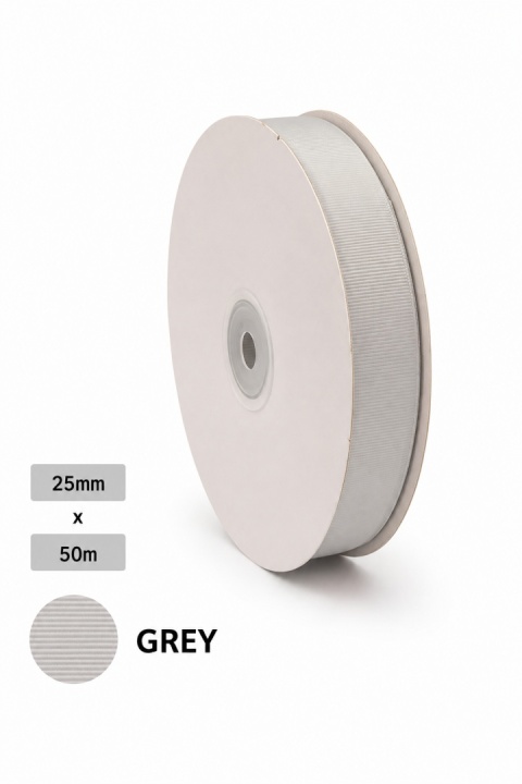 Wstążka włoska rypsowa NASTRO LENNON 2,5cm 50m GREY
