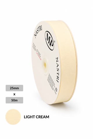 Wstążka włoska rypsowa NASTRO LENNON 2,5cm 50m LIGHT CREAM