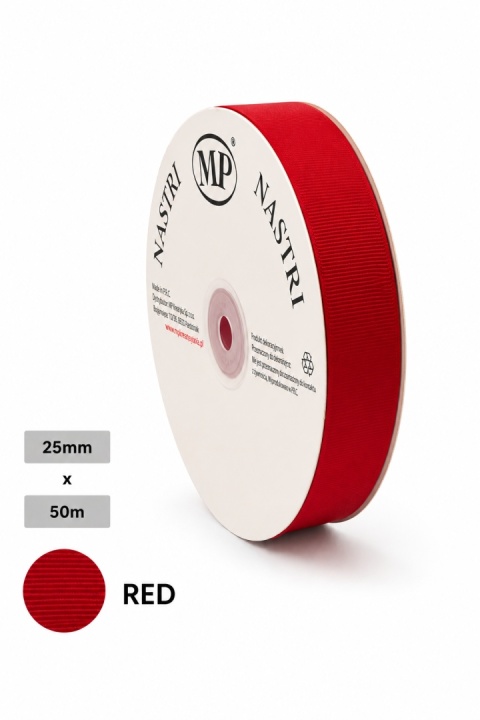 Talianska stuha NASTRO LENNON 2,5 cm 50m RED