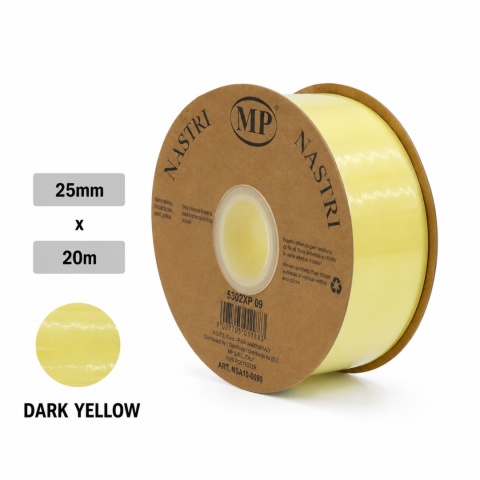 Wstążka włoska szyfon ORGANDY RIBBON 2,5cm 20m DARK YELLOW