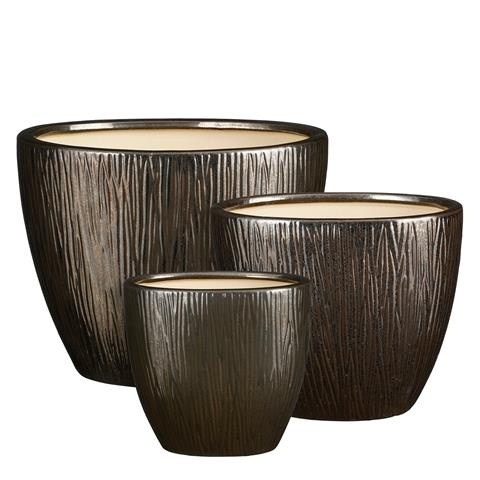 Zestaw 3 donic - 37x26x29cm, szkliwiony czarny